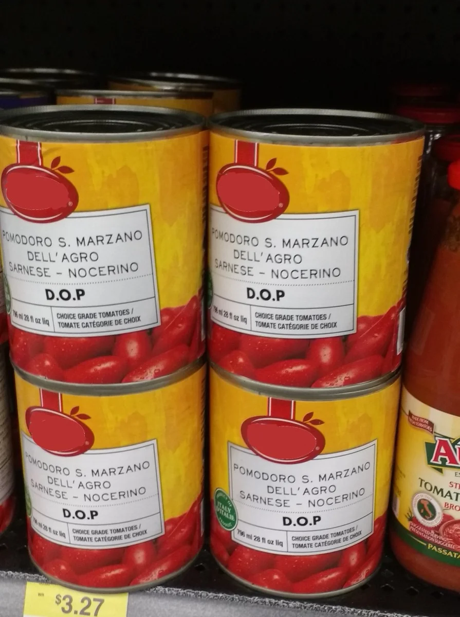 Pomodoro S. Marzano dell'Agro Sarnese-Nocerino DOP — oryginalna puszka z chronionym oznaczeniem geograficznym, takich używamy w BoMorze